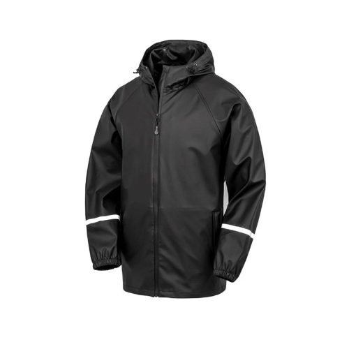 Prism PU Waterproof Jacket With Reflective Bands and Recycled Backing